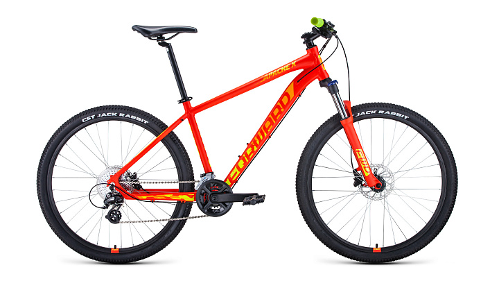 Велосипед FORWARD APACHE 27,5 X disc хард. (р.17"/к.27,5"/ск.16) красный матовый/желтый  2020-2021