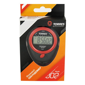 Секундомер "TORRES Stopwatch", арт.SW-002, часы, будильник, дата, шнур с карабином, черно-красный