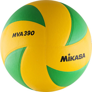 Мяч вол. "MIKASA MVA390CEV ", р.5, синт.кожа 8 пан, клееный,зелено-желт