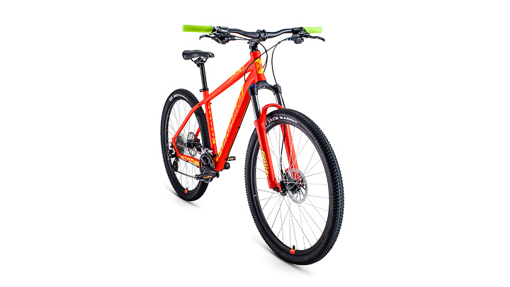 Велосипед FORWARD APACHE 27,5 X disc хард. (р.17"/к.27,5"/ск.16) красный матовый/желтый  2020-2021