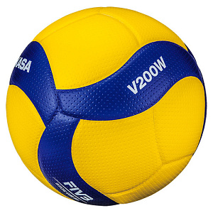 Мяч вол. "MIKASA V200W", р.5, оф.мяч FIVB, FIVB Appr, синт.кожа (микрофиб), 8 пан, клееный,зел-желт
