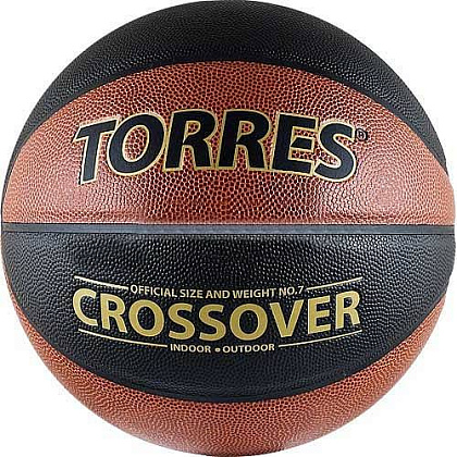 Мяч б/б "TORRES Crossover" арт.B30097, р.7, ПУ, нейлон. корд, бут.камера, тем. оранж-черн-золотой